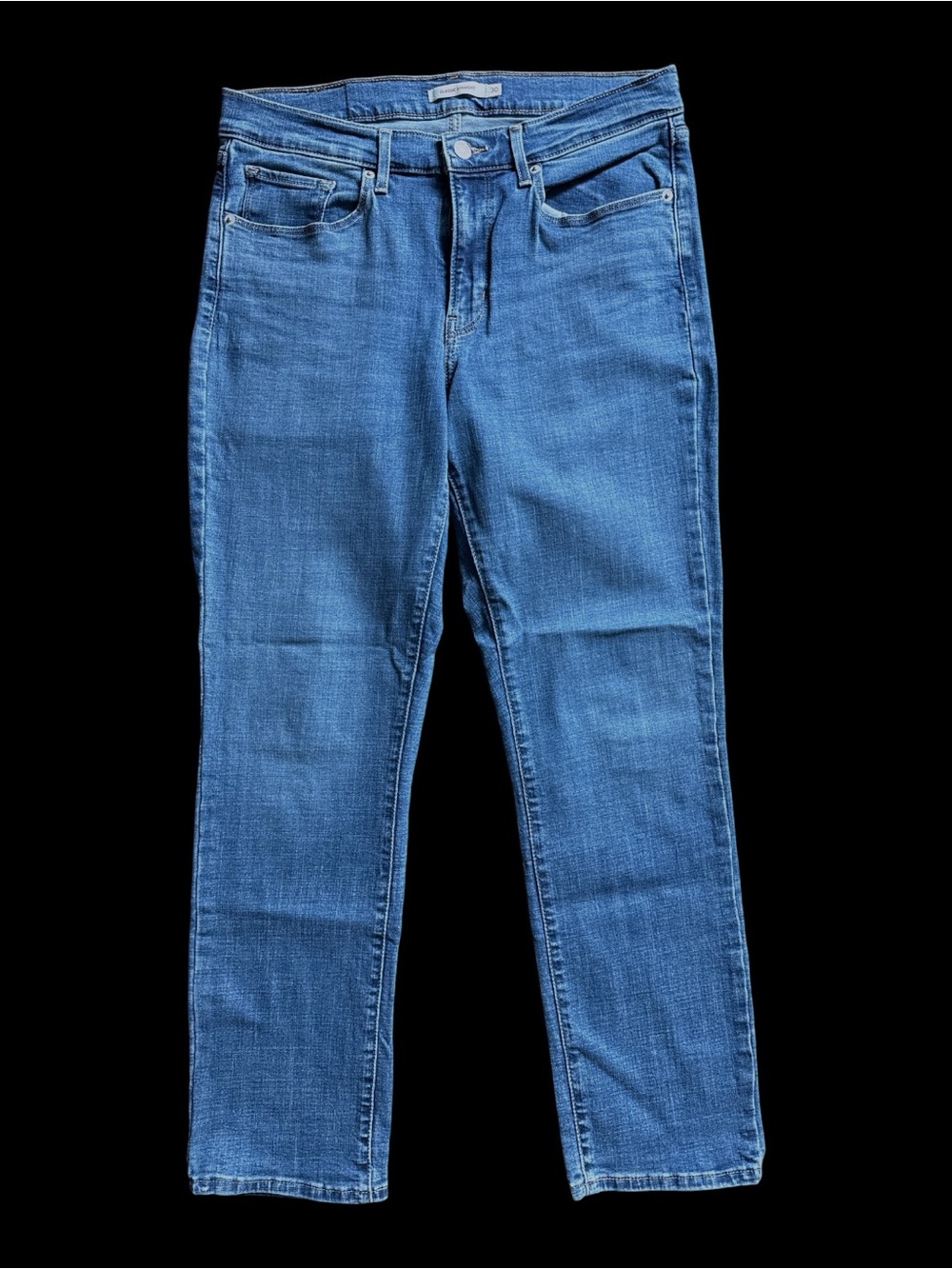 Levis 314 Shaping Straight Leg Mid-Rise Medium Wash Denim Jeans Womens Size 30